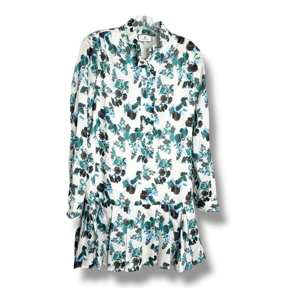 TUCKERNUCK Budding Bluebell Tate Shirt Ruffle Collar Dress in Blue Blooms Size L - Picture 5 of 12